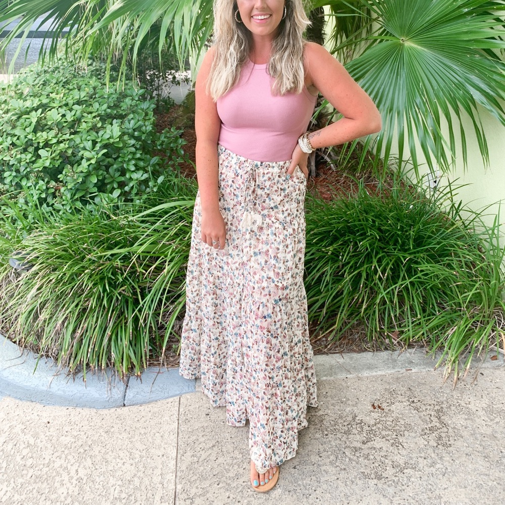Boho floral maxi skirt